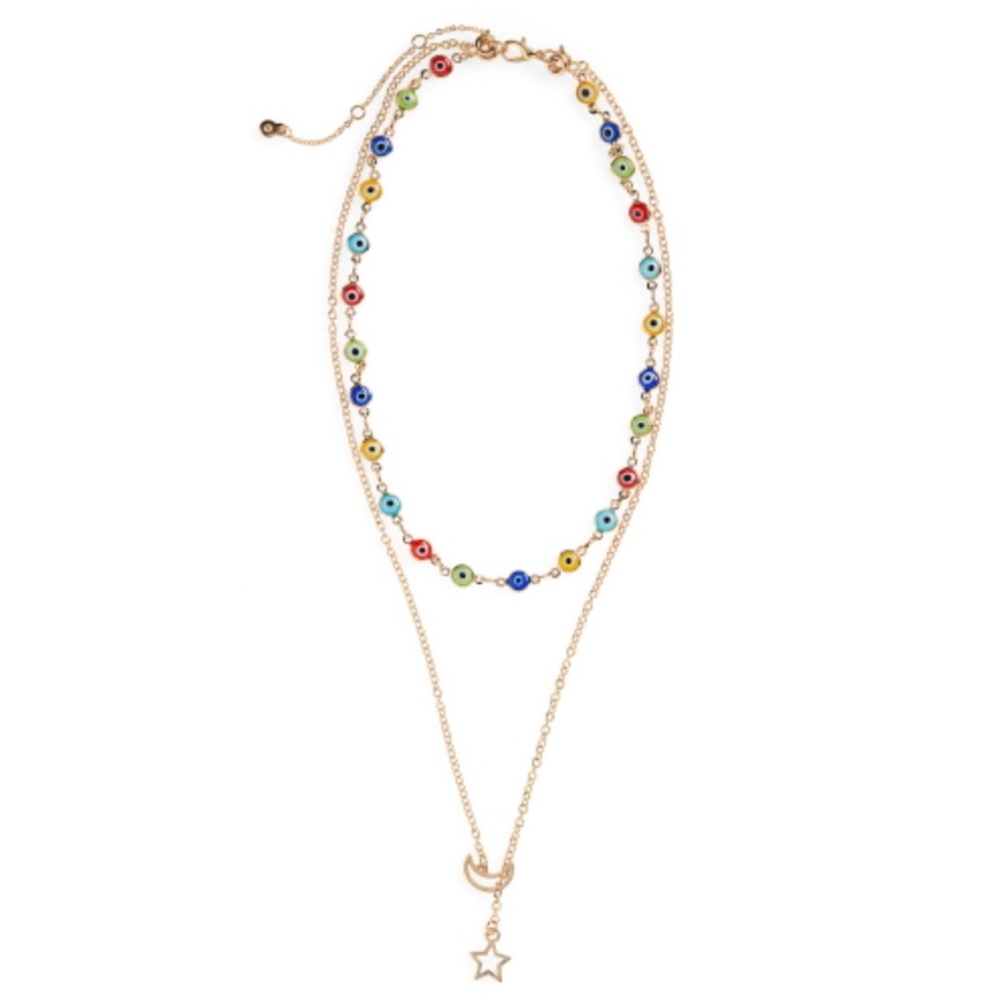 Women's Bp. Evil Eye Sun Moon Layered Necklace